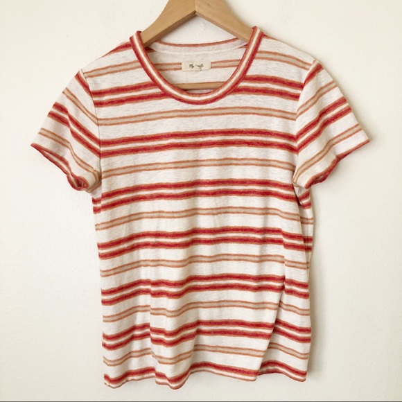 Madewell Tops - Madewell Shrunken Knit Striped T-Shirt in Marigold